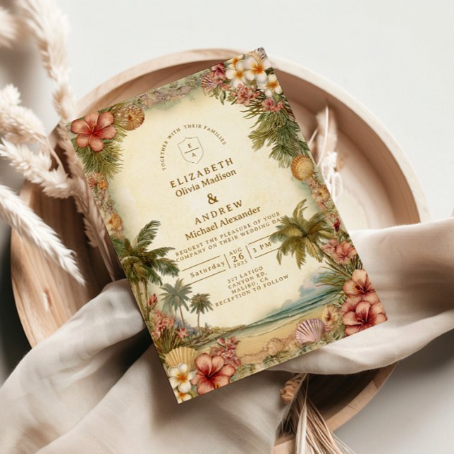 Convite Casamento Floral Botânico na Ilha (Criador carregado)