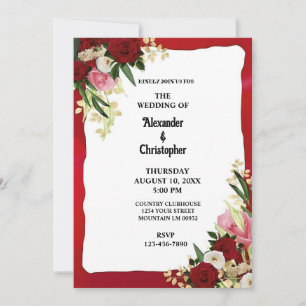 Convite Casamento Floral Botânico Negro Elegante Moderno