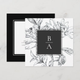 Convite Casamento Floral Botânico Preto Elegante