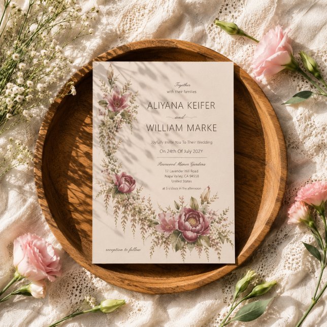 Convite Casamento Floral Botânico Romântico e Elegante (Criador carregado)