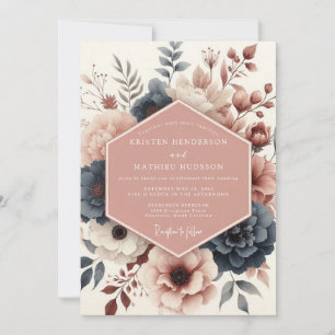 Convite Casamento Floral Botânico Rosa