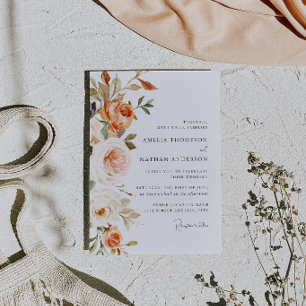 Convite Casamento Floral Botânico Rosa Bege