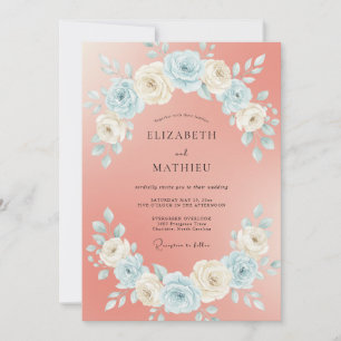 Convite Casamento Floral Botânico Rosa Coral