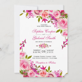 Convite Casamento Floral Botânico Rosa da Fuchsia Rosa