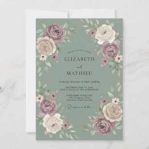 Convite Casamento Floral Botânico Rosa Mauve
