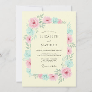 Convite Casamento Floral Botânico Rosa Pêssego