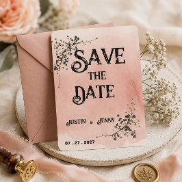 Convite Casamento floral botânico rosa poeirento