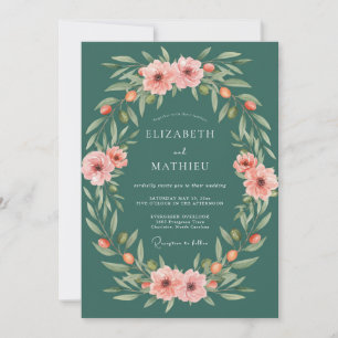 Convite Casamento Floral Botânico Turquesa