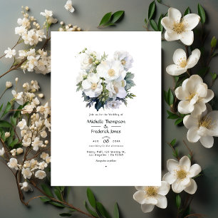 Convite Casamento Floral Branco