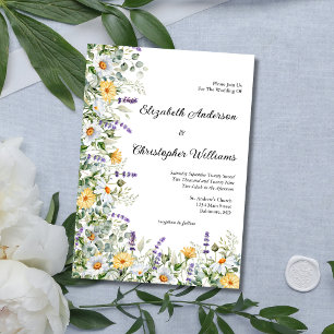 Convite Casamento Floral Branco Amarelo Lavanda Eucalipto