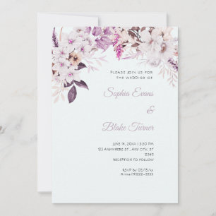 Convite Casamento Floral Branco Boho Inverno Azul Claro