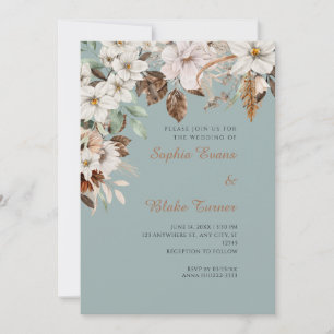 Convite Casamento Floral Branco Boho Outono Verde