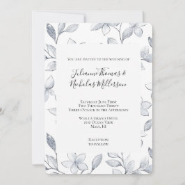 Convite Casamento Floral Branco Chic Silver