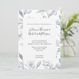 Convite Casamento Floral Branco Chic Silver