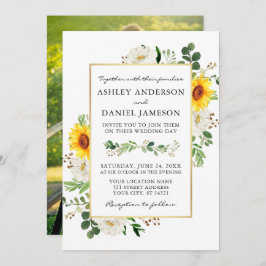 Convite Casamento Floral Branco com Girassóis