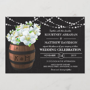 Convite Casamento Floral Branco Com Luzes De Vineyard Rús