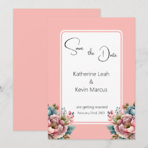 Convite Casamento Floral Branco-Cor-de-Rosa-Blush Elegante