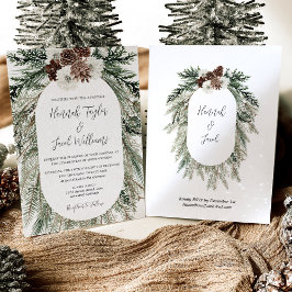 Convite Casamento Floral Branco da Pine de inverno com RSV