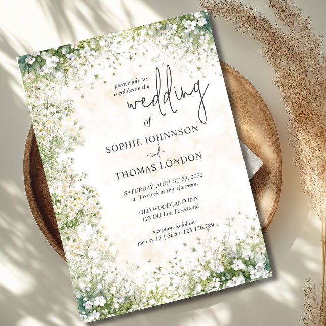 Convite Casamento floral branco de anêmonas (Criador carregado)