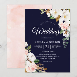 Convite Casamento Floral Branco e Belo Sangue