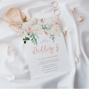 Convite Casamento Floral Branco e Blush