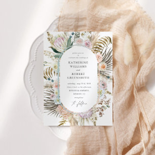 Convite Casamento Floral Branco e Creme Boêmio