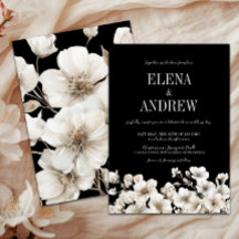 Casamento Floral Branco e Preto Elegante