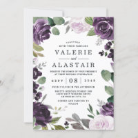 Casamento Floral Branco Elegante Roxo e Prata