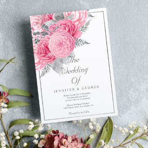 Convite Casamento floral branco-esbelto-rosa-relva