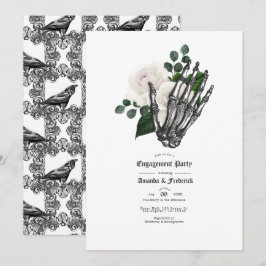 Convite Casamento Floral Branco Gótico Festa de Noivado