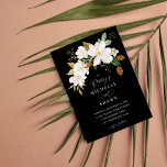 Convite Casamento Floral Branco Magnolia - Preto<br><div class="desc">Encontrem seus convidados para o casamento com seu romance de Magnolia White - Convites de Casamento Negro.</div>