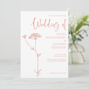 Convite Casamento Floral Branco Minimalista Moderno
