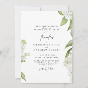 Convite Casamento Floral Branco Moderno e Exquisito