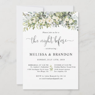 Convite Casamento Floral Branco Na Noite Anterior 