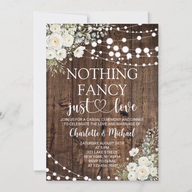 Convite Casamento Floral Branco Nada Chique Só Amor (Frente)