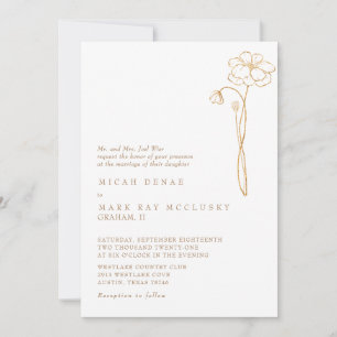 Convite Casamento Floral Branco Ouro Elegante