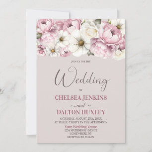 Convite Casamento Floral Branco Rosa