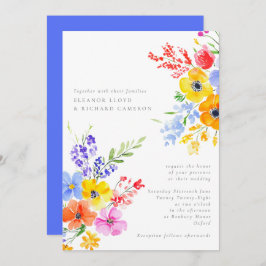 Convite Casamento Floral Bright & Bold Watercolor