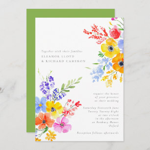 Convite Casamento Floral Bright & Bold Watercolor