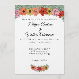 Convite Casamento Floral Bright e Bold Storybook