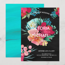 Convite Casamento floral brilhante e ousado tropical