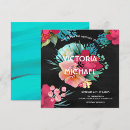 Convite Casamento floral brilhante e ousado tropical