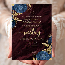 Casamento Floral Burgundy Azul Naval Elegante Dour