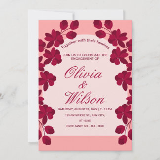 Convite Casamento Floral Burgundy Blush