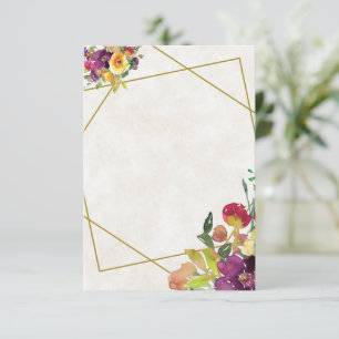Convite Casamento floral burgundy e amarelo em branco