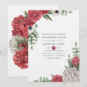 Convite Casamento Floral Burgundy e Branco