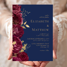 Casamento Floral Burgundy Romântico Azul Ouro
