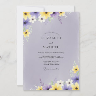 Convite Casamento Floral Caprichoso de Lavanda