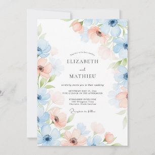 Convite Casamento Floral Caprichoso de Pêssego