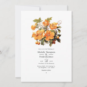 Convite Casamento Floral Caqui